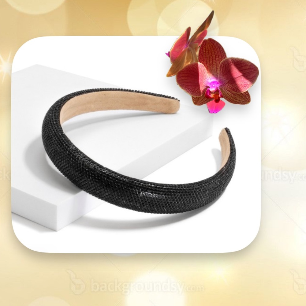 Black Headband Rhinestone Studded
Headband  1” by 1.5” dome Headband